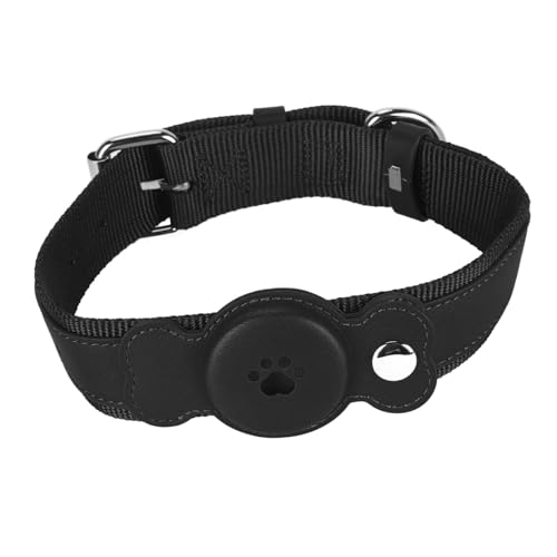 Hundehalsband aus Leder, Sichere Lederschnalle, Leichtes Hundehalsband, Wasserdicht, Stilvoll, für Katzen (Black) von Cosiki