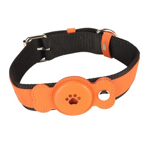 Hundehalsband aus Leder, Sichere Lederschnalle, Leichtes Hundehalsband, Wasserdicht, Stilvoll, für Katzen (ORANGE) von Cosiki