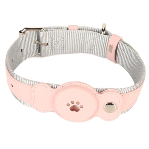 Hundehalsband aus Leder, Sichere Lederschnalle, Leichtes Hundehalsband, Wasserdicht, Stilvoll, für Katzen (Rosa) von Cosiki