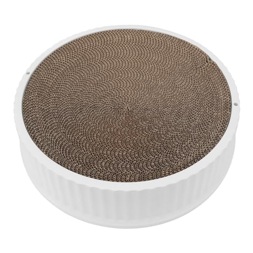 Katzenkratzer-Lounge-Bett, Schalenförmiges Kratzbrett Zum Lösen von Stress, Bequemes Rundes Katzenkratzpad Zum Schärfen der Krallen (White) von Cosiki