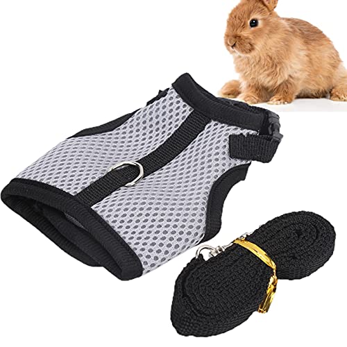 Pet Mesh Brustrücken, Hundegeschirr mit Leine Kleines Haustier für Meerschweinchen für Hasen für kleine Schweinchen für Hunde(L, Grey) von Cosiki