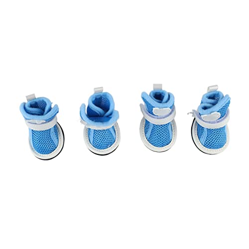 Welpenschuhe, Atmungsaktiv Verhindern Rutschen Kleine Hunde Mesh-Schuhe Tragbar Leicht für den Sommer für Teddy (Blau) von Cosiki