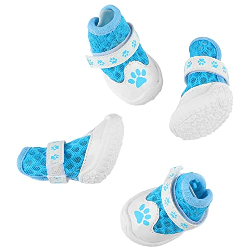 Welpenschuhe, Sommer-Hundeschuhe, Weiches Futter, Modische Gummisohle Zum Spazierengehen für den Täglichen Gebrauch (Blue) von Cosiki