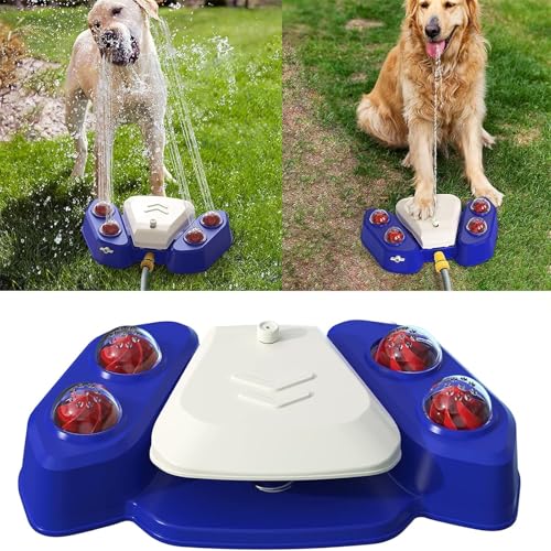 Wasser-Sprinkler für den Außenbereich, zum Aufsteigen, sicheres selbstbewässerndes Hunde-Trinkbrunnen für den Garten, Haustier-Badespielzeug, Spritzspiel, Kühlspielzeug, verstellbarer Wasserausgang, 4 von Cosirttx