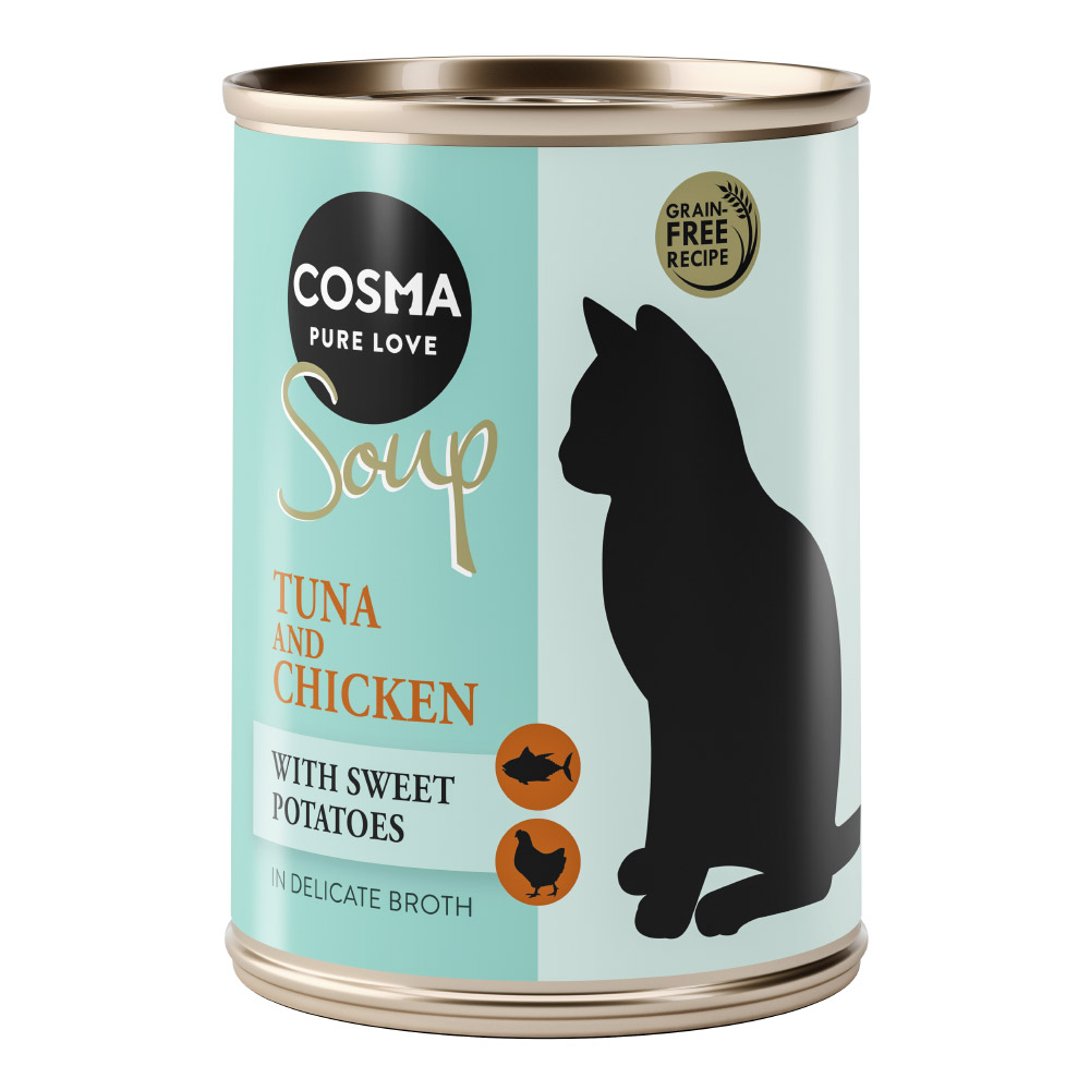 20 + 4 gratis! Cosma Soup 24 x 100 g - Thunfisch und Hühnchen mit Süßkartoffel von Cosma