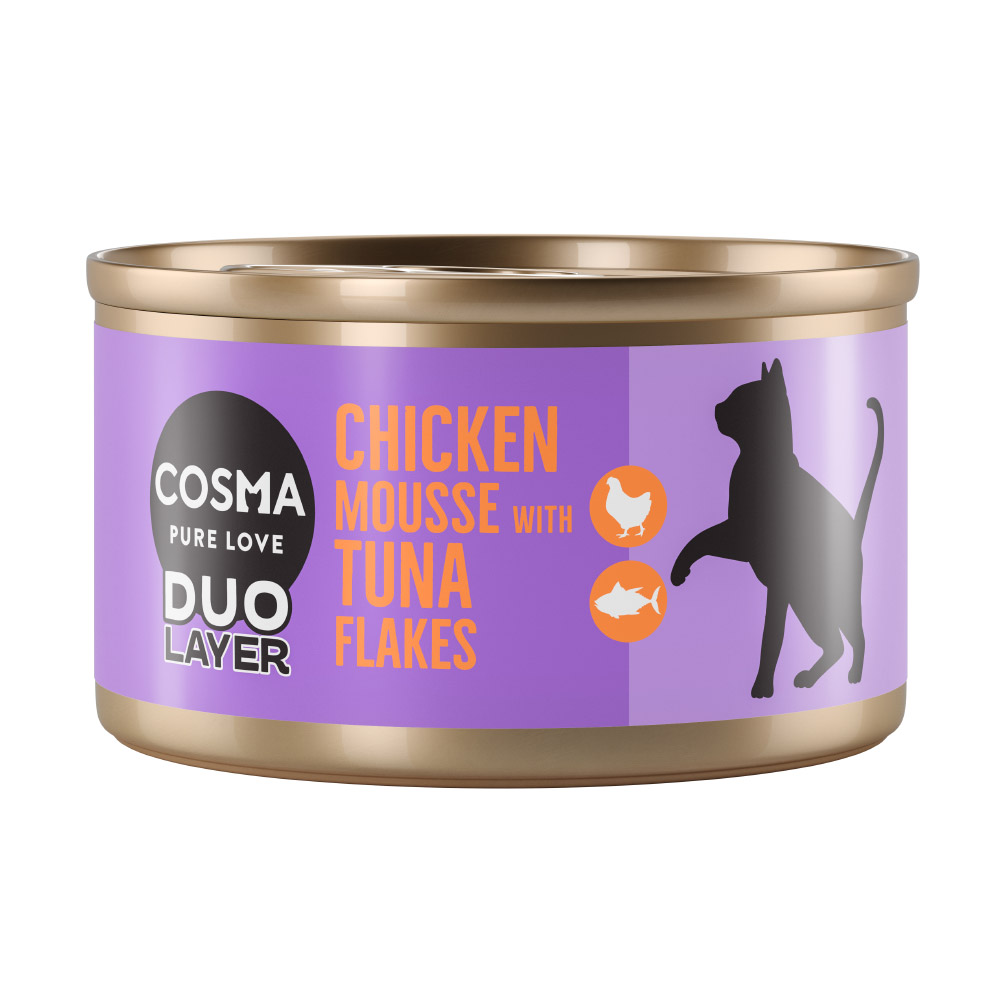 Sparpaket Cosma DUO Layer 24 x 70 g - Hühnchenmousse mit Thunfischstückchen von Cosma