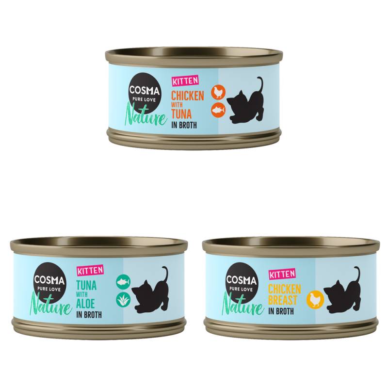 Cosma Nature Kitten 6 x 70 g - Mixpaket (3 Sorten) von Cosma