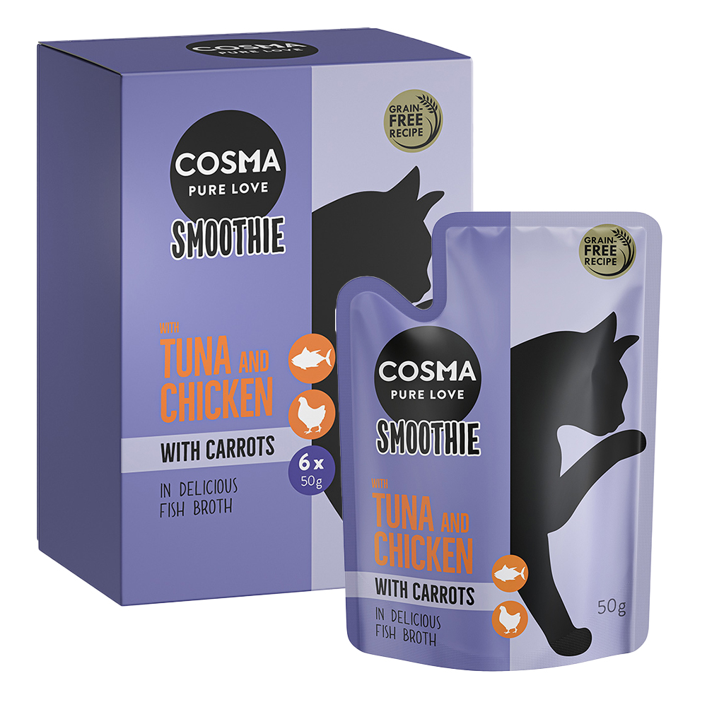 Cosma Smoothies 6 x 50 g zum Probierpreis! - Thunfisch und Hühnchen mit Karotte von Cosma