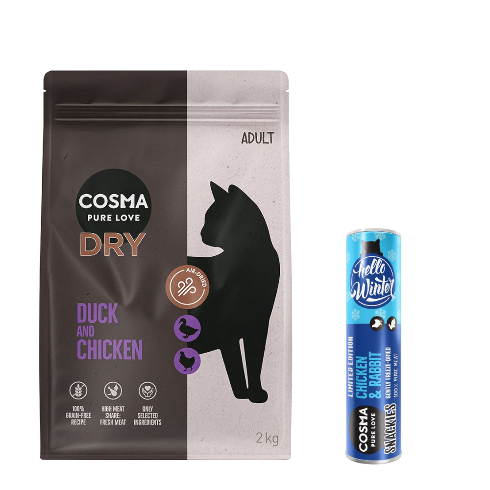 GRATIS Cosma Snackies Winter-Edition! Cosma Trockenfutter 2 kg - Ente & Huhn von Cosma