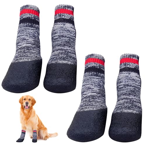 Cosswe Hundesocken Pfotenschutz 2 Paar Anti-Rutsch Hundesocken Wasserdichter Kautschuk Hunde Socken Hunde Schuhe Outdoor Atmungsaktiv Hundeschuhe Hundesocken Hundeschuhe Pfotenschutz von Cosswe