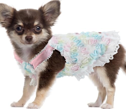 Couner Kleines Katzen-Pulloverkleid, Kunstfell-Hundemantel für Welpen, Mädchen, verstellbare Hosenträger, Weste, kaltes Wetter, Fleece, Haustierkleidung, niedliches rosa Katzenkleid mit von Couner