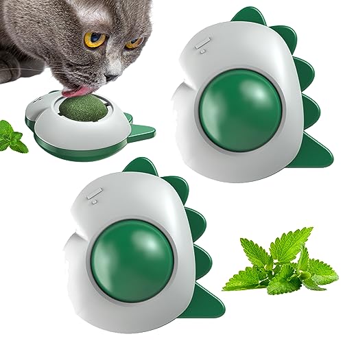 Counius 2 Stück Katzenminze Balls Spielzeug für Katze, Drehbare Katzenminze Wandroller Interaktives katzenspielzeug Um 360°-Drehung für leckende Katzen Katzenminze Bälle Wand Catnip Balls Toys von Counius