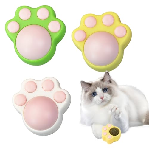 Counius 3 Stück Katzenminze Balls Spielzeug für Katze,Drehbare Katzenminze Ball,Catnip Interaktives Katzenspielzeug Um 360°-Drehung für leckende Katzen Katzenminze Bälle Wand Catnip Balls Toys von Counius