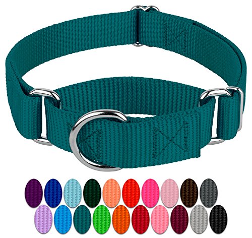 Country Brook Petz Martingale-Hundehalsband, robustes Trainingshalsband ohne Schnalle, Service-Hundehalsband für alle Welpen, lebendige, bunte Kollektion, Größe S, Blaugrün von Country Brook Design