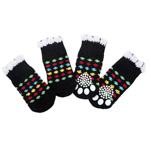 Covermason Hundesocken Teddy DREI Puppensocken zum Kratzen Schmutzig Vier Sätze Hundeschuhe Haustiersocken Katzenpapa T Shirt (D, L) von Covermason