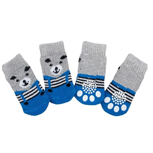 Covermason Hundesocken Teddy DREI Puppensocken zum Kratzen Schmutzig Vier Sätze Hundeschuhe Haustiersocken Katzenpapa T Shirt (E, L) von Covermason