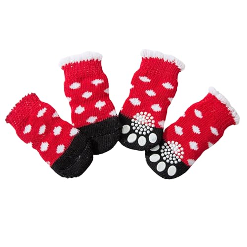 Covermason Hundesocken Teddy DREI Puppensocken zum Kratzen Schmutzig Vier Sätze Hundeschuhe Haustiersocken Katzenpapa T Shirt (F, L) von Covermason