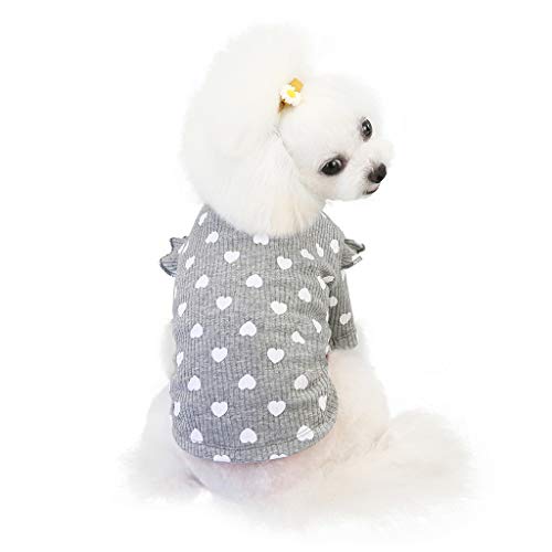 Coversolat Hundekleidung Klein Hunde Sweater mit Herz Motiv Shirt Winter Pyjama Hundepullover für Chihuahua Französische Bulldogge von Coversolat