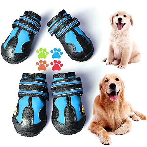 CovertSafe& Hundeschuhe für Hunde, rutschfest, wasserdicht, für draußen, Hundeschuhe für mittelgroße bis große Hunde, 4 Stück, mit robuster Sohle, Schwarz-Blau von CovertSafe&