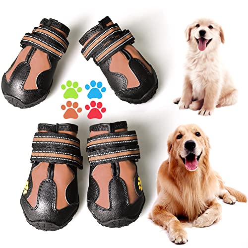 CovertSafe& Hundeschuhe für Hunde, rutschfeste, wasserdichte Outdoor Hundeschuhe, Größe 7: (L x B) 7,9 x 6,9 cm für 29,9 - 40,8 kg, Schwarz-Braun, 4 Stück von CovertSafe&