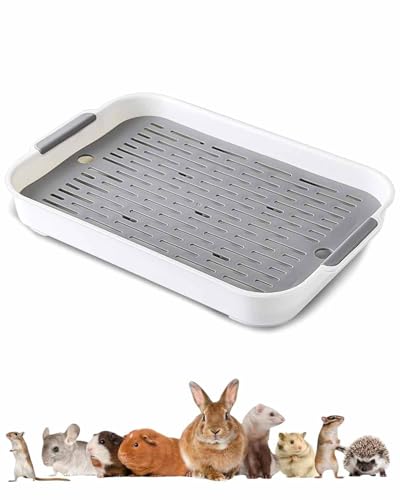 Katzentoilette für Kaninchen, doppelschichtiges Design, Anti-Überlauf, für kleine Tiere, Toilette mit Gitter, Sauberkeitstrainer für Hamster, Chinchilla, Meerschweinchen und Frettchen, Verwendung im von Coyonce