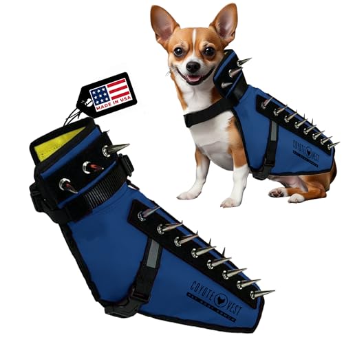 CoyoteVest Hundegeschirr Schutzweste, Reflektierendes Hundezubehör mit Spikes, Schnappschnallen für schnelles Tragen und Entfernen (XS, Königsblau) von CoyoteVest