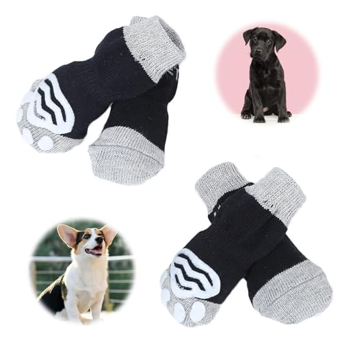 2 Paar rutschfeste Hundesocken, Pfotenschutz für Haustiere, Hundestiefel, Hundeschuhe für Welpen, drinnen und draußen, Hartholzboden von Cozevdnt