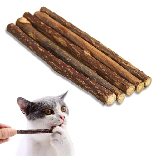 Cozevdnt Katzen Kauhölzer Sticks, 5 Pcs Katzensticks Kausticks Set, Katzen Sticks aus Holz, Katzen Kauspielzeug Zahnpflege Sticks, Katzenminze Sticks zum Schleifen von Zähnen von Cozevdnt