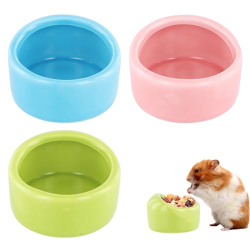 Cozlly 3 Stück Hamster Keramik Futterschalen, Keramik Futternäpfe, Anti-Biss Keramik Futterschalen, Keramik Schälchen für Kleintiere, Keramik Napf für Haustiere für Meerschweinchen Hamster Igel von Cozlly