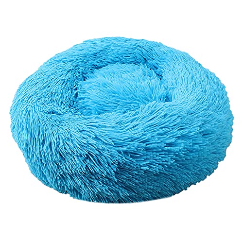 Cozomiz Donut Rundes Plüsch Hundebett Flauschig Waschbar Hundebett für Hunde Katzen Antistress Wolke Plüsch Hundebetten Hundekissen Hundesofa Katzenbett Blau 100cm von Cozomiz