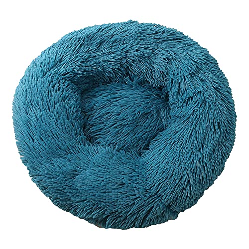 Cozomiz Donut Rundes Plüsch Hundebett Flauschig Waschbar Hundebett für Hunde Katzen Antistress Wolke Plüsch Hundebetten Hundekissen Hundesofa Katzenbett Cyan 100cm von Cozomiz