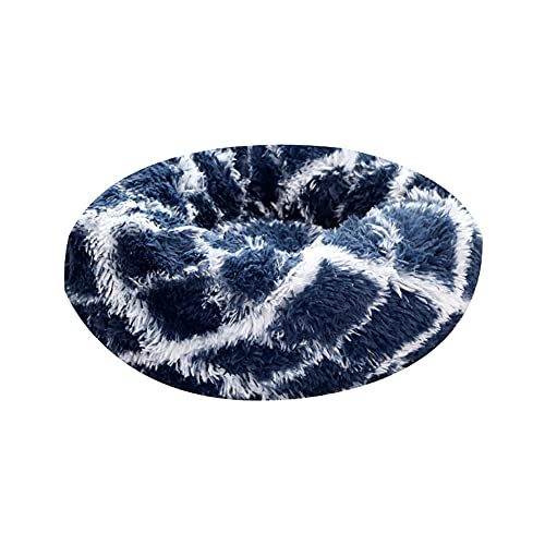 Cozomiz Donut Rundes Plüsch Hundebett Flauschig Waschbar Hundebett für Hunde Katzen Antistress Wolke Plüsch Hundebetten Hundekissen Hundesofa Katzenbett Farbverlauf Diamant Marineblau 100cm von Cozomiz