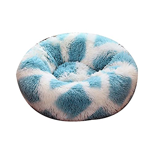 Cozomiz Donut Rundes Plüsch Hundebett Flauschig Waschbar Hundebett für Hunde Katzen Antistress Wolke Plüsch Hundebetten Hundekissen Hundesofa Katzenbett Farbverlauf Diamantblau 100cm von Cozomiz