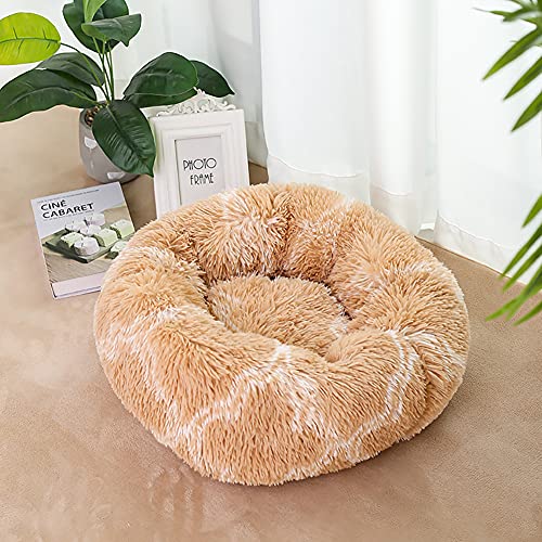 Cozomiz Donut Rundes Plüsch Hundebett Flauschig Waschbar Hundebett für Hunde Katzen Antistress Wolke Plüsch Hundebetten Hundekissen Hundesofa Katzenbett Farbverlauf Diamantbraun 100cm von Cozomiz