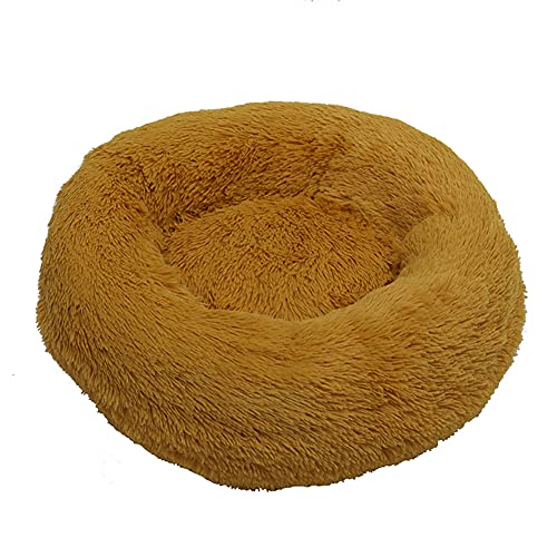 Cozomiz Donut Rundes Plüsch Hundebett Flauschig Waschbar Hundebett für Hunde Katzen Antistress Wolke Plüsch Hundebetten Hundekissen Hundesofa Katzenbett Gelb 100cm von Cozomiz