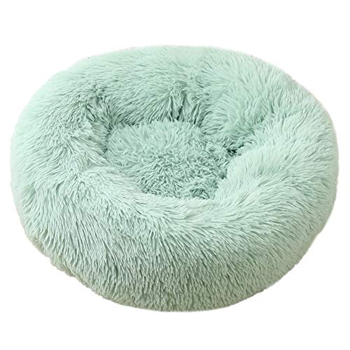 Cozomiz Donut Rundes Plüsch Hundebett Flauschig Waschbar Hundebett für Hunde Katzen Antistress Wolke Plüsch Hundebetten Hundekissen Hundesofa Katzenbett Grün blau 100cm von Cozomiz