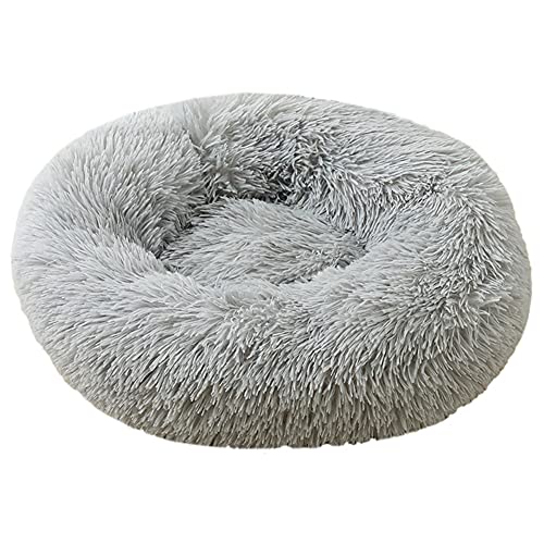 Cozomiz Donut Rundes Plüsch Hundebett Flauschig Waschbar Hundebett für Hunde Katzen Antistress Wolke Plüsch Hundebetten Hundekissen Hundesofa Katzenbett Hellgrau 110cm von Cozomiz