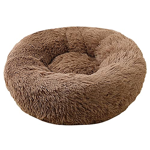 Cozomiz Donut Rundes Plüsch Hundebett Flauschig Waschbar Hundebett für Hunde Katzen Antistress Wolke Plüsch Hundebetten Hundekissen Hundesofa Katzenbett Leichter Kaffee 100cm von Cozomiz