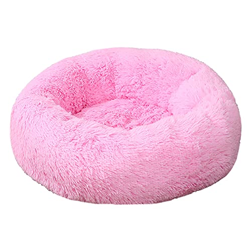 Cozomiz Donut Rundes Plüsch Hundebett Flauschig Waschbar Hundebett für Hunde Katzen Antistress Wolke Plüsch Hundebetten Hundekissen Hundesofa Katzenbett Rosa 100cm von Cozomiz