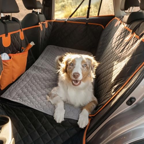 Hunde-Autositzbezug mit hartem Boden, Premium-Rücksitzverlängerung für Hunde mit Türschutz, robuste Hundehängematte für Auto, SUV von Cozy Perch