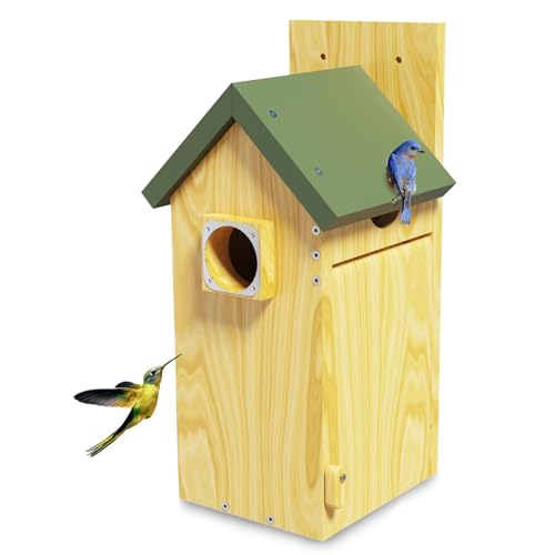 Vogelhäuser für den Außenabstand, Holz Bluebird Haus mit Metall Raubfischschutz, wasserdichtes Dach, erhöhter Netzboden, Zedernn-Nistkästen für den Außenbereich für Zaunkönige Schwalben Finken, leicht von CozyHale