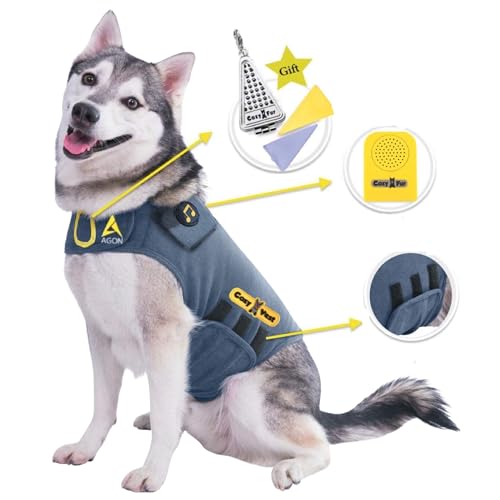 CozyVest 3-in-1 Beruhigende Weste, Musik & Aromatherapie Hund Angst Mantel entspannender Klang & ätherisches Öl Duft behandelt Hunde Stress Relief Feuerwerk Donner Trennung Shirt Jacke (grau von CozyVest