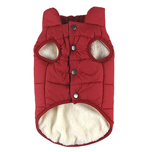 Cozylkx Mit Fleece Gefütterter Mantel Für Hunde Hündchen, Winter Warme Steppjacke Welpen Snap on Weste Winddicht Für Kaltes Wetter von Cozylkx