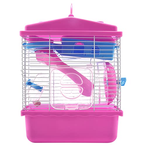 Cpolebev Pet Cage Hamster Cottage mit Transparentem Oberlicht-Doppelschichthaus für Hamster Golden Hamster Pet Rosa von Cpolebev