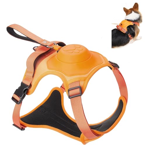 Hundegeschirr mit einziehbarer Hundeleine in einem, No-Pull-Geschirr für Haustiere mit Verstellbarer, weich gepolsterter Hundeweste 4.2 FT automatisch sperrende Hundeleine mit 2 Leinenclips (M) von Cpvbobul