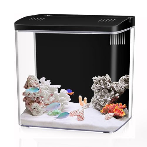 Craftsboys Aquarium-Starter-Kits, 4,5 l, kleines Arcrylic Betta Aquarium mit LED-Lichtern und Rückwandfilter (schwarz) von Craftsboys