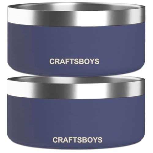 Craftsboys Hundenapf, Hundefutter Wassernapf mit rutschfestem Gummiboden, Edelstahl Hundenäpfe Doppelwand Hundenapf Kleine Mittlere Große Hunde, 907.2 g (Blau) von Craftsboys