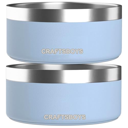 Craftsboys Hundenapf, Hundefutter Wassernapf mit rutschfestem Gummiboden, Edelstahl Hundenäpfe Doppelwand Hundenapf Kleine Mittlere Große Hunde, 907.2 g (Hellblau) von Craftsboys