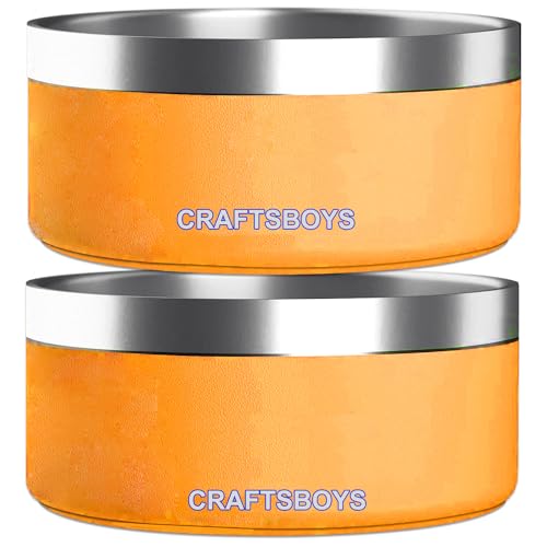 Craftsboys Hundenapf, Hundefutter Wassernapf mit rutschfestem Gummiboden, Edelstahl Hundenäpfe Doppelwand Hundenapf Kleine Mittlere Große Hunde, 907.2 g (Orange) von Craftsboys