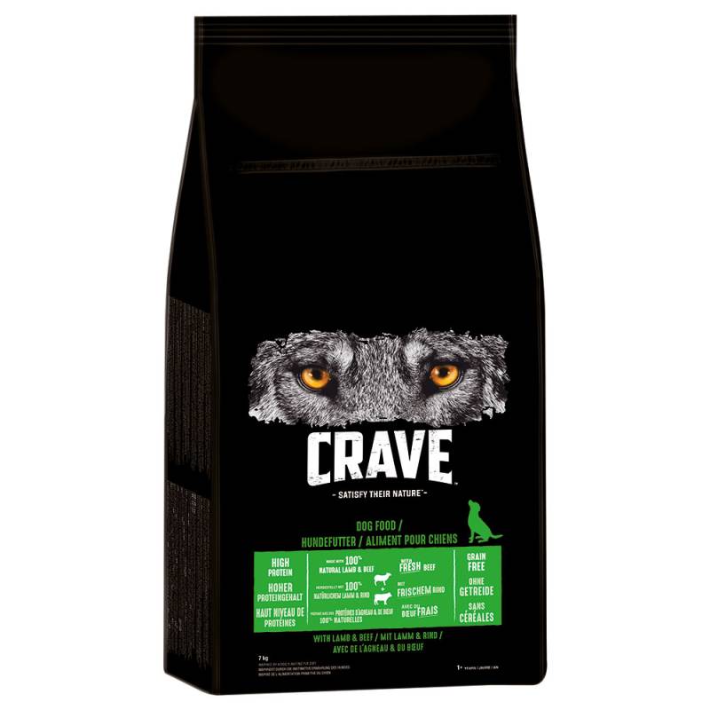 1 kg gratis! 7 kg Crave Adult Trockenfutter - mit Lamm & Rind von Crave